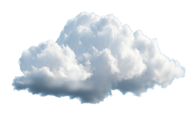 Fluffy white cloud against clear blue sky isolated on background for weather icon graphics
