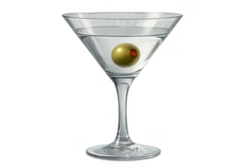 Classic martini glass with olive isolated on a transparent background design
