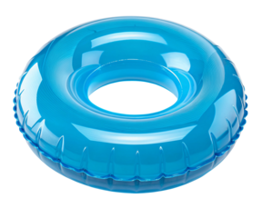 Vibrant blue pool float, inflatable ring for water fun and relaxation in summer and pool parties