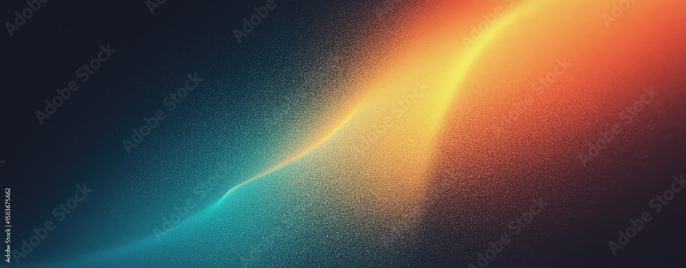 Poster dotted gradient spectrum flowing blue to gold to red particle cloud background