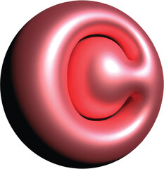 Abstract Red Glossy 3D Sphere with Indented C Letter Design