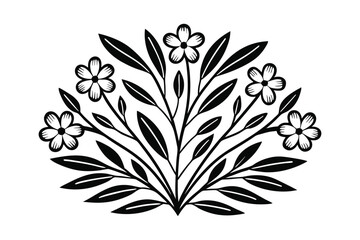 Elegant black and white floral design with delicate flowers and leaves