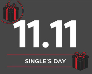 Singles Day Sale Graphic Design with Gift Boxes and 1111 Date