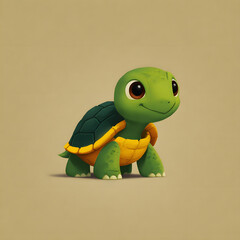 Fototapeta premium Cute cartoon turtle illustration.