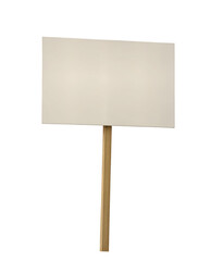 Large blank protest sign with wooden handle isolated on a plain black background for mockup use