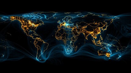 Creating a comprehensive digital map of the world with illuminated features global reach interactive content virtual environment detailed viewpoint