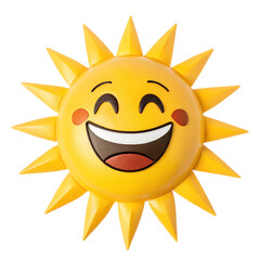 Happy sun emoji isolated on transparent background  
