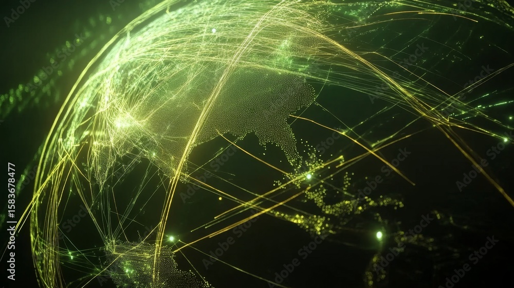 Poster connecting the digital globe global connectivity visualization virtual space infographic high-tech e