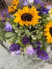 bouquet of colorful flowers purple and yellow