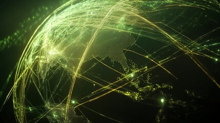 Connecting the digital globe global connectivity visualization virtual space infographic high-tech environment 3d perspective