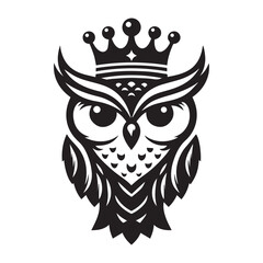 vector logo of an owl wearing a crown