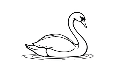 "Swan Line Art Drawing: Elegant Water Bird Minimalist Illustration"