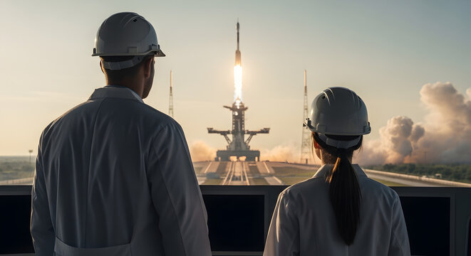 Scientists Witness Rocket Launch from Control Room