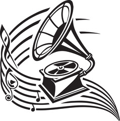 vector illustration of a sketch of a gramophone