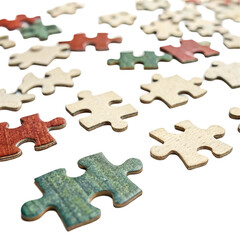 3D puzzle pieces isolated on transparent background  
