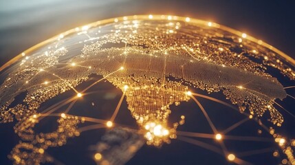 Illuminating connections a glowing globe with radiant paths showcasing global interactions in a digital landscape
