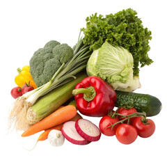 Raw veggies on transparent background isolated on transparent background  
