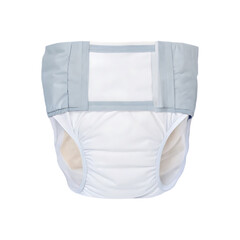Adult Diaper with Gray Waistband on Transparent Background