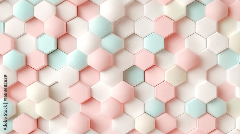 Poster creating a soft pastel hexagonal grid pattern for graphic design projects digital art environment ae