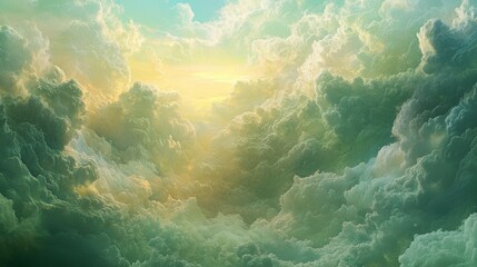 Majestic cloudscape aerial view of sunlit skies and serene horizons in nature photography