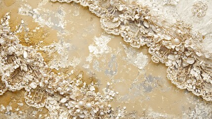 Ornate lace and beads on a textured background