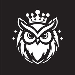 vector logo of an owl wearing a crown