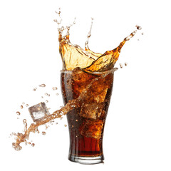 Transparent background with soda splashing isolated on transparent background  
