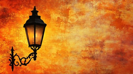 Ornate lamp on textured wall
