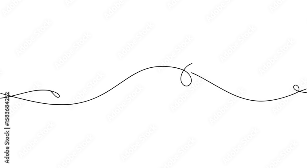 Aufkleber Single line outline vector design with curves and loops  