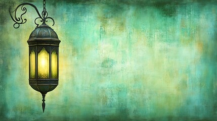 Ornate lantern against a textured teal backdrop