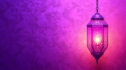 Ornate lantern against a vibrant purple background