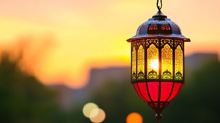 Ornate lantern at sunset