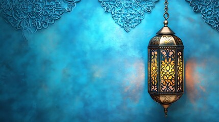 Ornate lantern, deep blue background