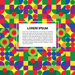 Colorful Geometric Pattern Background with Text Box Design for Poster or Template Use