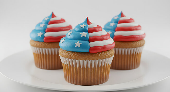 Patriotic American Flag Cupcake Delicious Dessert for Holiday Celebration Food Photography
