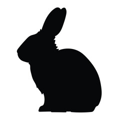 Farm Animal Rabbit side view, silhouette vector flat Illustration design on white background