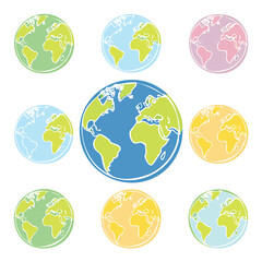 Seamless Vector Set of Colorful Earth Doodles – Hand-Drawn Planet, Nature, and Eco Icons Pattern