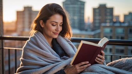 Obraz premium Cozy Reading on the Balcony