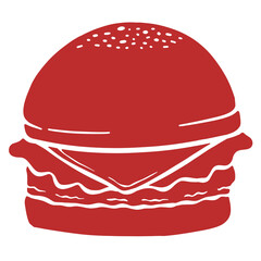 red silhouette burger illustration
