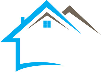 Minimal House Roof Icon with Window Line Art Logo for Real Estate, Property or Construction Business template