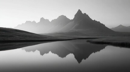 Misty mountain reflection