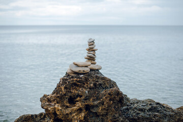 Balanced Stones by the Sea