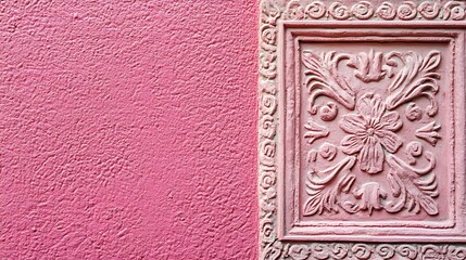 Pink wall with ornate detail