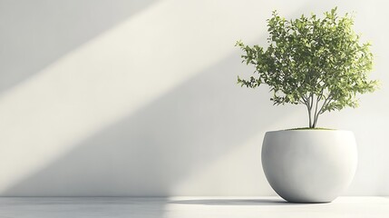 Plant in a pot, bright sunlight