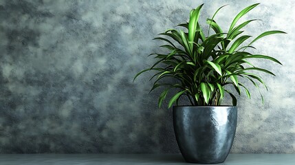 Plant in pot against textured wall