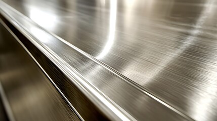 Polished stainless steel surface with a subtle edge