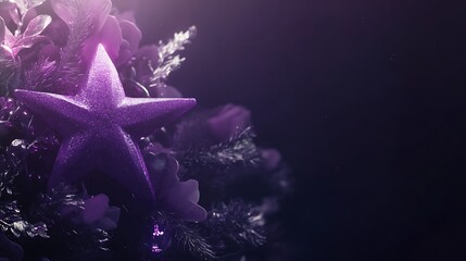 Purple Christmas star, dark background