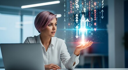 Woman, Technology, Innovation, Growth, Future  A Vision of Progress and Data-Driven Success
