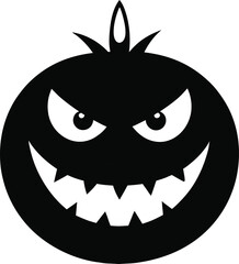 Smiling black cat cartoon face vector illustration with orange pumpkin for HalloweenSmiling black cat cartoon face vector illustration with orange pumpkin for Halloween