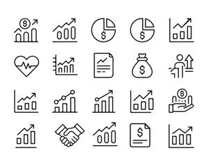 Finance and Growth Icons Set &ndash; Line Art Business Vector Collection